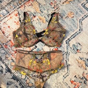 Floral Embroidered Sheer Bra